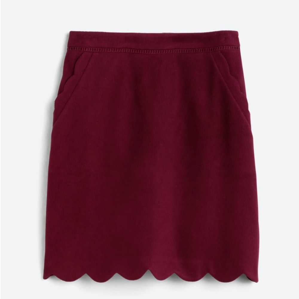 Burgundy Bernice Scalloped Hem Skirt Size MPetite